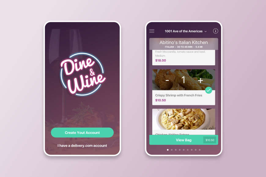 Ordering & pairing suggestions for food and wine delivery.
